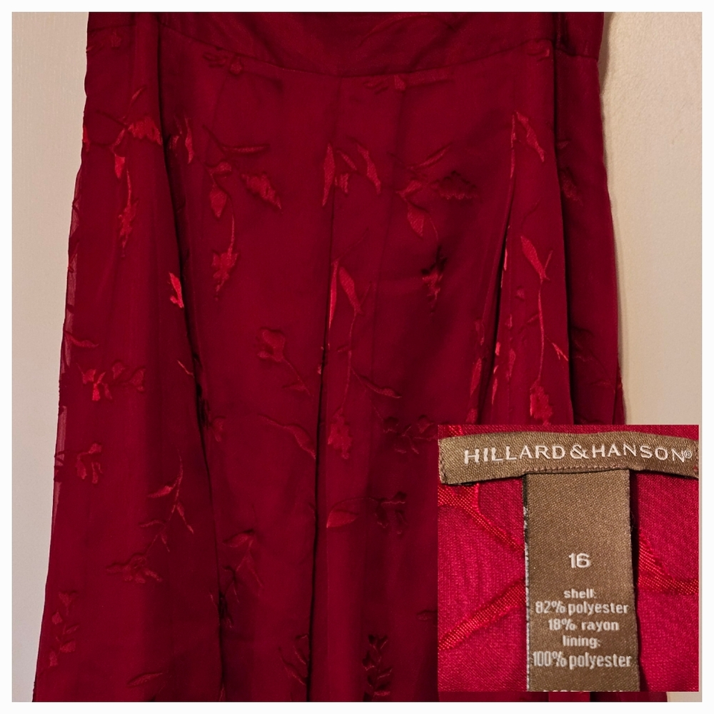 Hillard & Hanson skirt, size 16, red, midi-length